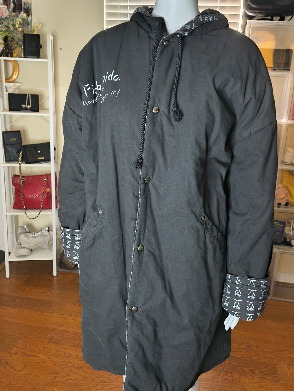 Rare Vintage Fido Dido Reversible Hooded Coat Jacket 80s 90s Great Condition